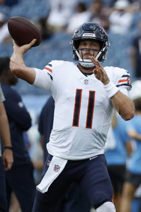 NASHVILLE, TN - AUGUST 29: Chicago Bears quarterback Case Keenum (11) during warmups prior to a preseason game between the Tennessee Titans and Chicago Bears, August 29, 2026 at Nissan Stadium in Nashville, Tennessee. (Photo by Matthew Maxey Icon Sportswire) NFL, American Football Herren, USA AUG 29 Bears at Titans EDITORIAL USE ONLY Icon260829086