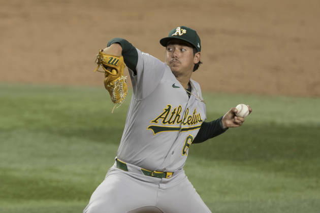 August 31, 2026, Arlington, Texas, USA: Athletics pitcher GAGE JUMP (61) throws against the Texas Rangers at Globe Life Field. Rangers win 8-1. Arlington USA - ZUMAf180 20260831_zsp_f180_003 Copyright: xMarkxFannx