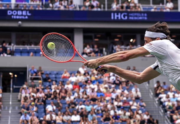 US Open tennis tournament - Day 3 Taylor Fritz of USA in action against Darwin Blanch of USA during Men s Singles first round match of the US Open Tennis Championships, in Flushing Meadows, New York, USA, 01 September 2026. FLUSHING MEADOWS NEW YORK United States  Copyright: xCRISTOBALxHERRERA-ULASHKEVICHx