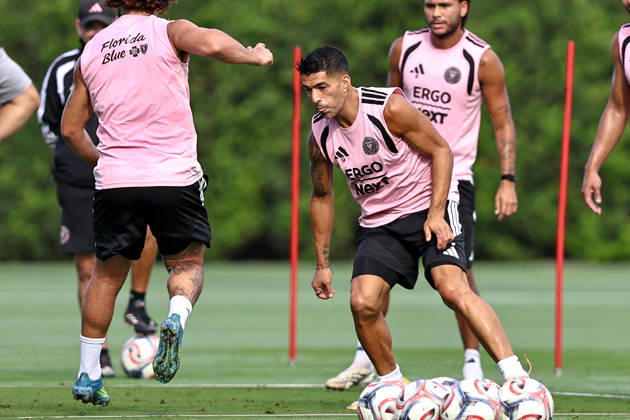 FORT LAUDERDALE, FL - SEPTEMBER 2: Luis Suarez (9) of Inter Miami CF is seen during an Inter Miami Training Session at Florida Blue Training Center on September 2, 2026 in Fort Lauderdale, Florida. (Photo by Chris Arjoon Icon Sportswire) SOCCER: SEP 2 Inter Miami CF Training EDITORIAL USE ONLY Icon2609020000016