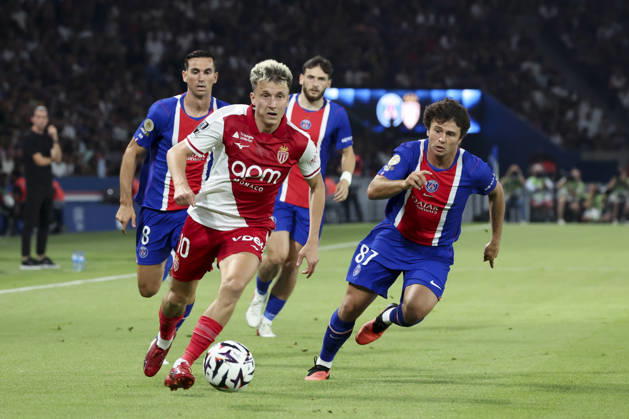 FOOTBALL : Paris Saint Germain Vs AS Monaco - Ligue 1 - 04 09 2026 Aleksandr Golovin (AS Monaco) Vs Fabian Ruiz (Paris Saint Germain) - Joao Neves (Paris Saint Germain) - Khvicha Kvaratskhelia (Paris Saint Germain) ParisFrance  Copyright: xMichaelxBaucherx