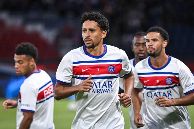 Ligue 1 PSG vs AS Monaco PARIS, FRANCE - SEPTEMBER 4, 2026: Paris Saint-Germain™s defender Marquinhos warms up before the French L1 football match between Paris Saint-Germain and AS Monaco at the Parc des Princes stadium in Paris on September 4, 2026. Paris ÃŽle-de-France FR Copyright: x xFirasxAbdullahx xJNAxPressx