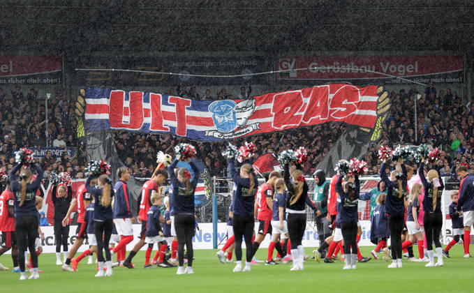 Choreo der Kiweler Fans Fussball, Herren, Saison 2026 2027, 2.BL, Holstein Stadion, Holstein Kiel gegen 1.FC Nuernberg DFL REGULATIONS PROHIBIT ANY USE OF PHOTOGRAPHS AS IMAGE SEQUENCES AND OR QUASI-VIDEO.