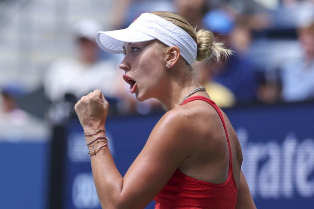 US Open tennis tournament - Day 7 Anastasia Potapova of Austria reacts during a game against Amanda Anisimova of the US during the Women™s Singles round 3 of the US Open Tennis Championships at the USTA Billie Jean King National Tennis Center in Flushing Meadows, New York, USA, 05 September 2026. The 2026 US Open tournament runs from 23 August through 13 September. FLUSHING MEADOWS NEW YORK United States  Copyright: xSARAHxYENESELx