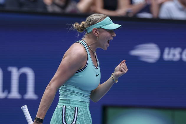 US Open tennis tournament - Day 7 Amanda Anisimova of the US reacts during a game against Anastasia Potapova of Austria during the Women™s Singles round 3 of the US Open Tennis Championships at the USTA Billie Jean King National Tennis Center in Flushing Meadows, New York, USA, 05 September 2026. The 2026 US Open tournament runs from 23 August through 13 September. FLUSHING MEADOWS NEW YORK United States  Copyright: xSARAHxYENESELx
