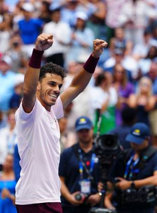 Francisco Cerundolo celebrates his five set win over Taylor Fritz after being two sets down 2026 US Open, Day Seven, USTA Billie Jean King National Tennis Center, New York, USA - 05 Sep 2026New York USTA Billie Jean King National T New York (NY) United States of America EDITORIAL USE ONLY No use with unauthorised audio, video, data, fixture lists, club league logos or live services. Online in-match use limited to 120 images, no video emulation. No use in betting, games or single club league player publications. Copyright: xJavierxGarcia Shutterstockx 17134332aj