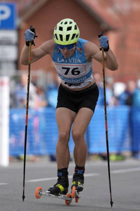 Vitaliy Krassikov of Kazakhstan competes during the Sprint Qualification race of the FIS Rollerski World Championships 2026 in Madona, Latvia, on September 5, 2026. Madona Latvia Copyright: xRomanxKoksarovx RKV09690.JPG