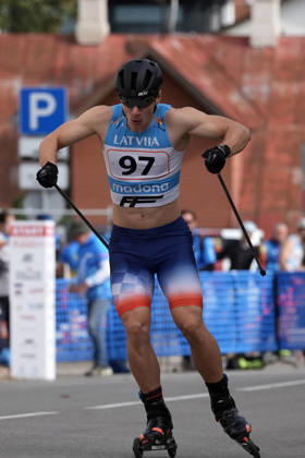 Levi Maury of France competes during the Sprint Qualification race of the FIS Rollerski World Championships 2026 in Madona, Latvia, on September 5, 2026. Madona Latvia Copyright: xRomanxKoksarovx RKV09911.JPG