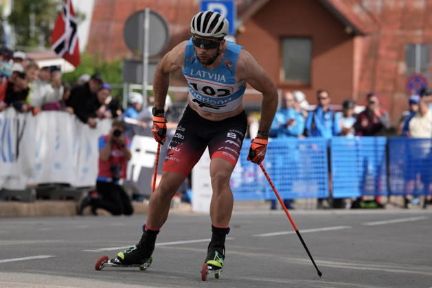 Raimo Vigants of Latvia competes during the Sprint Qualification race of the FIS Rollerski World Championships 2026 in Madona, Latvia, on September 5, 2026. Madona Latvia Copyright: xRomanxKoksarovx RKV09933.JPG