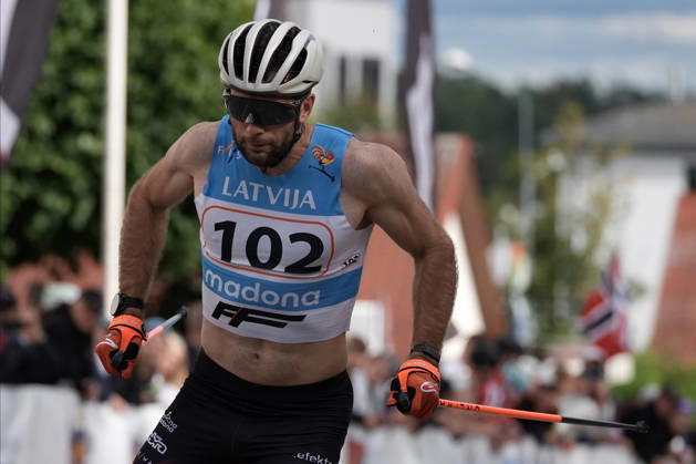 Raimo Vigants of Latvia competes during the Sprint Qualification race of the FIS Rollerski World Championships 2026 in Madona, Latvia, on September 5, 2026. Madona Latvia Copyright: xRomanxKoksarovx RKV09939.JPG