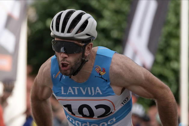 Raimo Vigants of Latvia competes during the Sprint Qualification race of the FIS Rollerski World Championships 2026 in Madona, Latvia, on September 5, 2026. Madona Latvia Copyright: xRomanxKoksarovx RKV09941.JPG