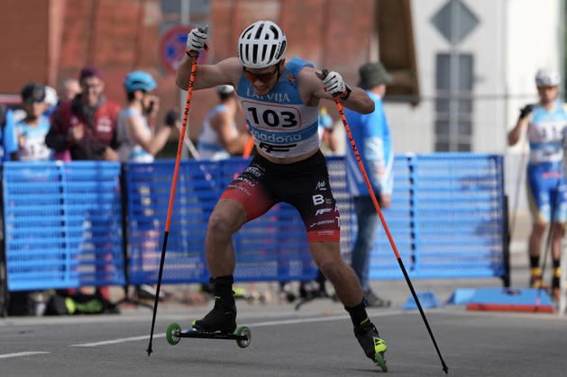 Lauris Kaparkalejs of Latvia competes during the Sprint Qualification race of the FIS Rollerski World Championships 2026 in Madona, Latvia, on September 5, 2026. Madona Latvia Copyright: xRomanxKoksarovx RKV09942.JPG