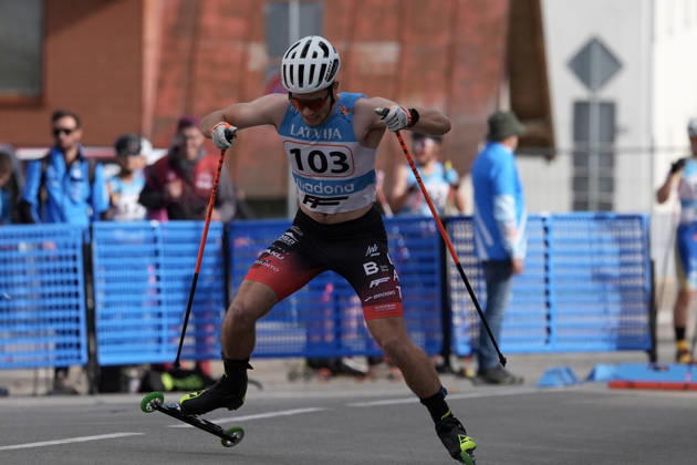 Lauris Kaparkalejs of Latvia competes during the Sprint Qualification race of the FIS Rollerski World Championships 2026 in Madona, Latvia, on September 5, 2026. Madona Latvia Copyright: xRomanxKoksarovx RKV09944.JPG