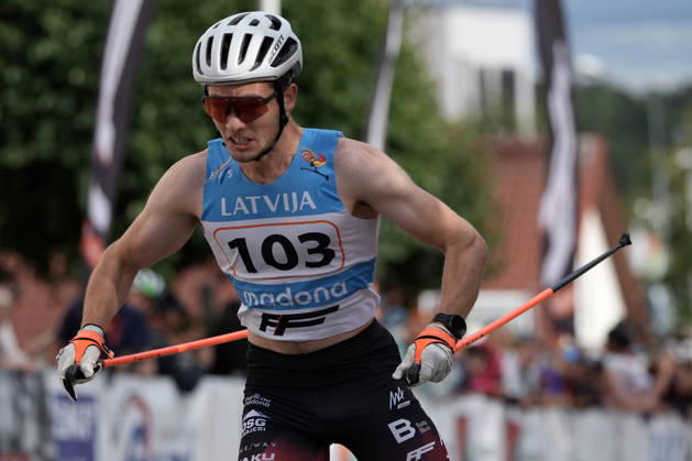 Lauris Kaparkalejs of Latvia competes during the Sprint Qualification race of the FIS Rollerski World Championships 2026 in Madona, Latvia, on September 5, 2026. Madona Latvia Copyright: xRomanxKoksarovx RKV09959.JPG