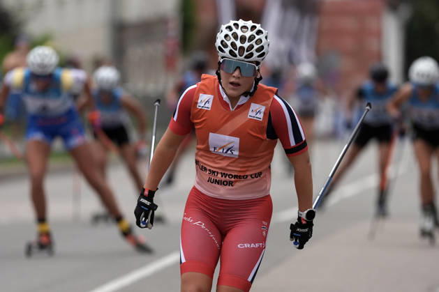 Emilie Ruud Lia of Norway competes during the Junior Women mass start race of the FIS Rollerski World Championships 2026 in Madona, Latvia, on September 6, 2026. Madona Latvia Copyright: xRomanxKoksarovx RKV01385.JPG