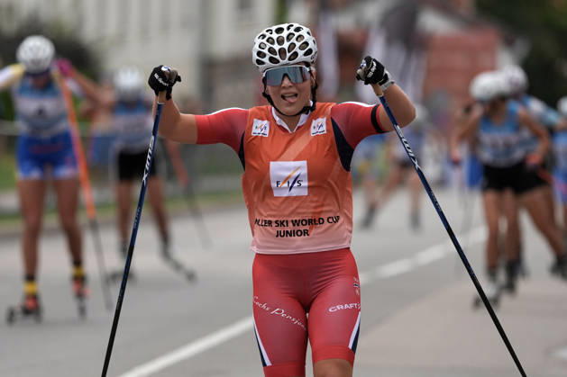 Emilie Ruud Lia of Norway competes during the Junior Women mass start race of the FIS Rollerski World Championships 2026 in Madona, Latvia, on September 6, 2026. Madona Latvia Copyright: xRomanxKoksarovx RKV01387.JPG