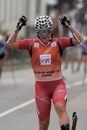 Emilie Ruud Lia of Norway competes during the Junior Women mass start race of the FIS Rollerski World Championships 2026 in Madona, Latvia, on September 6, 2026. Madona Latvia Copyright: xRomanxKoksarovx RKV01388.JPG