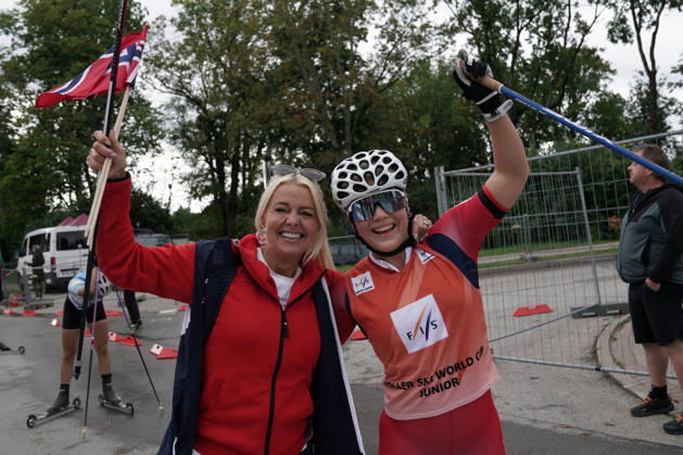 competes during the Junior Women mass start race of the FIS Rollerski World Championships 2026 in Madona, Latvia, on September 6, 2026. Madona Latvia Copyright: xRomanxKoksarovx RKO07412.JPG