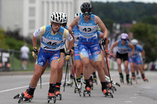 Emilia Eriksson of Sweden competes during the Women mass start race of the FIS Rollerski World Championships 2026 in Madona, Latvia, on September 6, 2026. Madona Latvia Copyright: xRomanxKoksarovx RKV01735.JPG