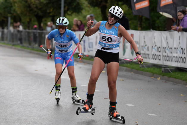 Magdalena Kobielusz of Poland and Maria Eugenia Boccardi of Italy compete during the Women mass start race of the FIS Rollerski World Championships 2026 in Madona, Latvia, on September 6, 2026. Madona Latvia Copyright: xRomanxKoksarovx RKV01813.JPG