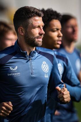 Club s Brandon Mechele is pictured during a training session of Belgian soccer team Club Brugge KV, Monday 7 September 2026 in Knokke-Heist. Club is preparing for the first game in the UEFA Champions League league phase against English Aston Villa FC tomorrow. BRUNOxFAHY x185528659x