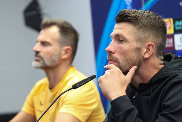 Club s Brandon Mechele is pictured during a press conference, PK, Pressekonferenz of Belgian soccer team Club Brugge KV, Monday 7 September 2026 in Knokke-Heist. Club is preparing for the first game in the UEFA Champions League league phase against English Aston Villa FC tomorrow. BRUNOxFAHY x185547071x