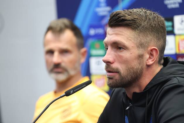 Club s Brandon Mechele is pictured during a press conference, PK, Pressekonferenz of Belgian soccer team Club Brugge KV, Monday 7 September 2026 in Knokke-Heist. Club is preparing for the first game in the UEFA Champions League league phase against English Aston Villa FC tomorrow. BRUNOxFAHY x185547925x