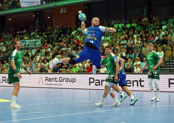 07.09.2026, xovx, Handball Opel Handball-Bundesliga, HSG Wetzlar - ThSV Eisenach v.l. Petter Överby (HSG Wetzlar), Peter Walz (ThSV Eisenach), Niklas Theiß (HSG Wetzlar), Felix Aellen (ThSV Eisenach), Tristan Kirschner (HSG Wetzlar) Wetzlar Buderus Arena Hessen Deutschland (DE)