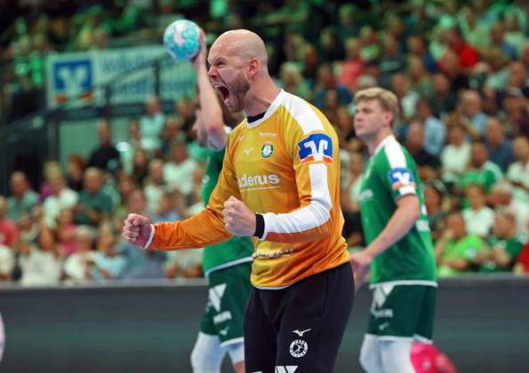 07.09.2026, xovx, Handball Opel Handball-Bundesliga, HSG Wetzlar - ThSV Eisenach Jubel bei Bart Ravensbergen (HSG Wetzlar) Wetzlar Buderus Arena Hessen Deutschland (DE)