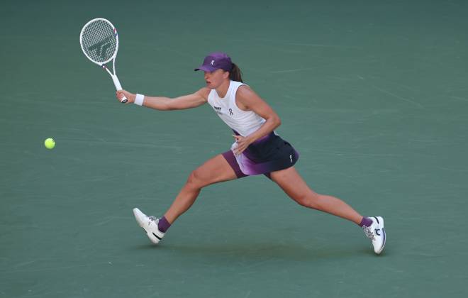 Iga Swiatek of Poland in action 2026 US Open, Day Nine, USTA Billie Jean King National Tennis Center, New York, USA - 07 Sep 2026New York USTA Billie Jean King National T New York (NY) United States of America EDITORIAL USE ONLY No use with unauthorised audio, video, data, fixture lists, club league logos or live services. Online in-match use limited to 120 images, no video emulation. No use in betting, games or single club league player publications.  Copyright: xEllaxLing Shutterstockx 17137670q