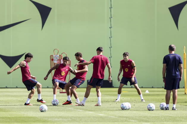 September 8, 2026, Sant Joan Despi, Barcelona, Spain: Joao Cancelo, Xavi Espart, Hamza Abdelkarim and Pau Cubarsi during the training day of FC Barcelona, Barca ahead UEFA Champions League 2026 27, football match against Feyenoord at Ciutat Esportiva Joan Gamper on September 08, 2026 in Sant Joan Despi, Barcelona, Spain. FC Barcelona Training And press conference, PK, Pressekonferenz - UEFA Champions League 2026 27  - ZUMAa181 20260908_zaa_a181_004 Copyright: xJavierxBorregox