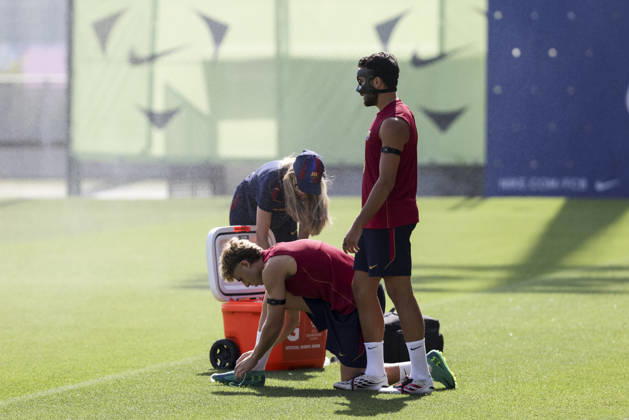 September 8, 2026, Sant Joan Despi, Barcelona, Spain: Eric Garcia and Fermin Lopez during the training day of FC Barcelona, Barca ahead UEFA Champions League 2026 27, football match against Feyenoord at Ciutat Esportiva Joan Gamper on September 08, 2026 in Sant Joan Despi, Barcelona, Spain. FC Barcelona Training And press conference, PK, Pressekonferenz - UEFA Champions League 2026 27  - ZUMAa181 20260908_zaa_a181_013 Copyright: xJavierxBorregox