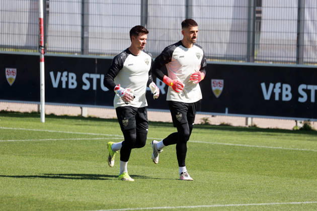 08.09.26 VfB Stuttgart Training Deutschland, Stuttgart, 08.09.2026, Fussball, Bundesliga, Saison 2026 2027, VfB Stuttgart Training: v.l. Dominik Draband, Fabian Bredlow.