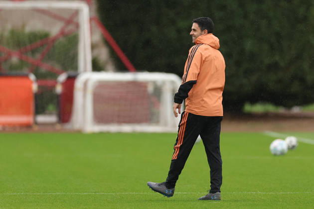 Arsenal Training, Champions League Arsenal manager Mikel Arteta smiles reacts during the Arsenal Training session ahead of the UEFA Champions League Round 1 match v Napoli, at the Arsenal FC Training Centre, London Colney, England on 8 September 2026 Credit: Tiego Grenho Every Second Media Editorial use only. All images are copyright Every Second Media Limited. No images may be reproduced without prior permission. Copyright: xIMAGO EveryxSecondxMediax ESM-2149-0030 TiegoxGrenhox xEveryxSecondxMediax
