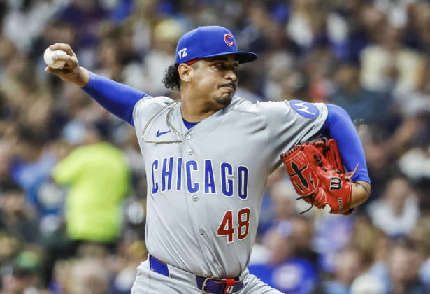 Chicago Cubs relief pitcher Trent Thornton throws in the sixth inning of the MLB, Baseball Herren, USA game between the Chicago Cubs and the Milwaukee Brewers at American Family Field in Milwaukee, Wisconsin on Wednesday, September 9, 2026.  MIL20260909828 TANNENxMAURY