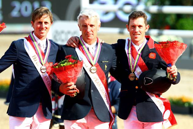 Ridsport, EM, Hoppning: Ben MAHER Victoire Roger Yves BOST sur CASTLE FORBES MYRTILLE PAULOIS Scott BRASH - 24.08.2013 - Jumping Individuel - Championnats d Europe d Equitation - Herning Photo : Costabadie Scoopdyga Icon Copyright: x1x