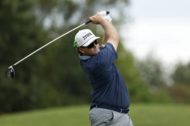 FRANKLIN, TN - SEPTEMBER 10: Harry Higgs watches his tee shot on No. 18 during the opening round of the Simmons Bank Open for the Snedeker Foundation, September 10, 2026, at Vanderbilt Legends Club in Franklin, Tennessee. (Photo by Matthew Maxey Icon Sportswire) GOLF: SEP 10 Korn Ferry Tour Simmons Bank Open EDITORIAL USE ONLY Icon260910027