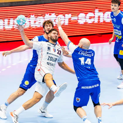 10.09.2026, GER, Handball, Maenner, Saison 26 27, Opel 1.Bl, 4.Spieltag, ThSV Eisenach - SG BBM Bietigheim Marcus Norrbrink (SG BBM Bietigheim), Stephan Seitz (ThSV Eisenach,44), Peter Walz (ThSV Eisenach,14) 99817 Eisenach Werner-Assmann-Halle Am Sportp Thueringen Deutschland