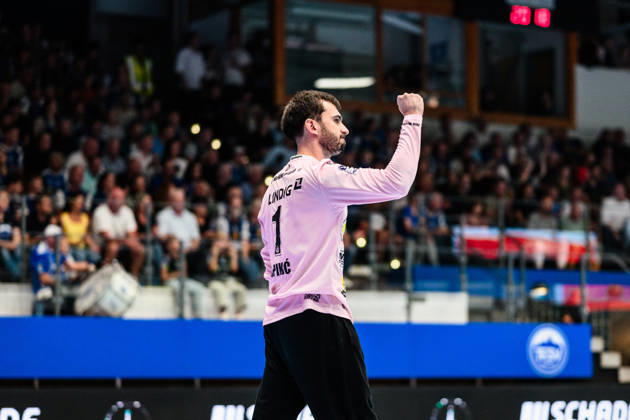 Matija Spikic (ThSV Eisenach, 01) Jubel zur Parade. GER, ThSV Eisenach gegen SG BBM Bietigheim, 1. Opel Handballbundesliga, Handball, 4.Spieltag, Saison 2026 2027, 19.00 Uhr, 10.09.2026 GER, ThSV Eisenach gegen SG BBM Bietigheim, 1. Opel Handballbundesliga, Handball, 4.Spieltag, Saison 2026 2027, 19.00 Uhr, 10.09.2026 Eisenach Copyright: xMartinxHerbstx