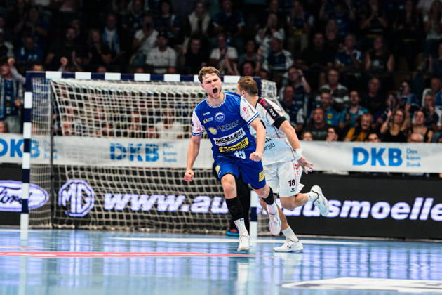 David More (ThSV Eisenach, 15) Jubel zum Treffer und dem Ausgleich kurz vor der Halbzeitpause. GER, ThSV Eisenach gegen SG BBM Bietigheim, 1. Opel Handballbundesliga, Handball, 4.Spieltag, Saison 2026 2027, 19.00 Uhr, 10.09.2026 GER, ThSV Eisenach gegen SG BBM Bietigheim, 1. Opel Handballbundesliga, Handball, 4.Spieltag, Saison 2026 2027, 19.00 Uhr, 10.09.2026 Eisenach Copyright: xMartinxHerbstx