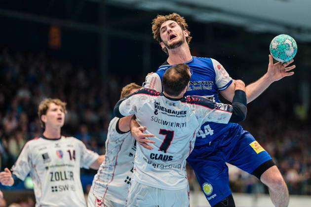 Stephan Seitz (ThSV Eisenach, 44), Dominik Claus (SG BBM Bietigheim, 07), Fynn Luca Nicolaus (SG BBM Bietigheim, 14), Fabian Wiederstein (SG BBM Bietigheim, 18) GER, ThSV Eisenach gegen SG BBM Bietigheim, 1. Opel Handballbundesliga, Handball, 4.Spieltag, Saison 2026 2027, 19.00 Uhr, 10.09.2026 GER, ThSV Eisenach gegen SG BBM Bietigheim, 1. Opel Handballbundesliga, Handball, 4.Spieltag, Saison 2026 2027, 19.00 Uhr, 10.09.2026 Eisenach Copyright: xMartinxHerbstx