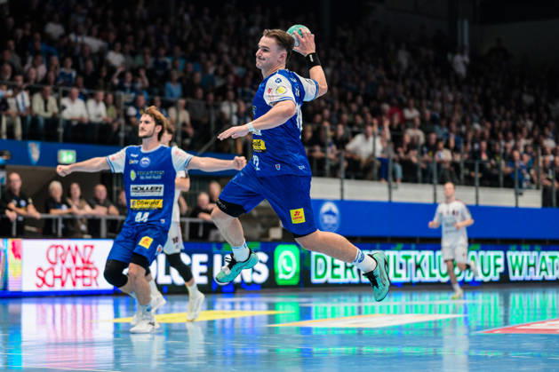 Felix Aellen (ThSV Eisenach, 22) alleine vor dem Tor GER, ThSV Eisenach gegen SG BBM Bietigheim, 1. Opel Handballbundesliga, Handball, 4.Spieltag, Saison 2026 2027, 19.00 Uhr, 10.09.2026 GER, ThSV Eisenach gegen SG BBM Bietigheim, 1. Opel Handballbundesliga, Handball, 4.Spieltag, Saison 2026 2027, 19.00 Uhr, 10.09.2026 Eisenach Copyright: xMartinxHerbstx
