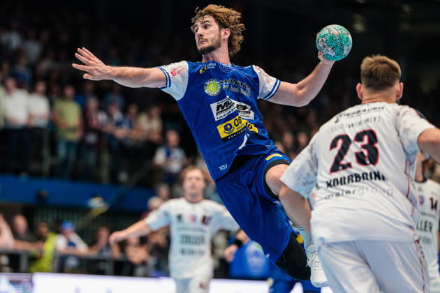 Stephan Seitz (ThSV Eisenach, 44), Marcus Norrbrink (SG BBM Bietigheim, 23) GER, ThSV Eisenach gegen SG BBM Bietigheim, 1. Opel Handballbundesliga, Handball, 4.Spieltag, Saison 2026 2027, 19.00 Uhr, 10.09.2026 GER, ThSV Eisenach gegen SG BBM Bietigheim, 1. Opel Handballbundesliga, Handball, 4.Spieltag, Saison 2026 2027, 19.00 Uhr, 10.09.2026 Eisenach Copyright: xMartinxHerbstx
