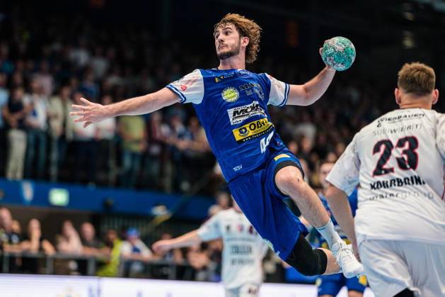 Stephan Seitz (ThSV Eisenach, 44), Marcus Norrbrink (SG BBM Bietigheim, 23) GER, ThSV Eisenach gegen SG BBM Bietigheim, 1. Opel Handballbundesliga, Handball, 4.Spieltag, Saison 2026 2027, 19.00 Uhr, 10.09.2026 GER, ThSV Eisenach gegen SG BBM Bietigheim, 1. Opel Handballbundesliga, Handball, 4.Spieltag, Saison 2026 2027, 19.00 Uhr, 10.09.2026 Eisenach Copyright: xMartinxHerbstx