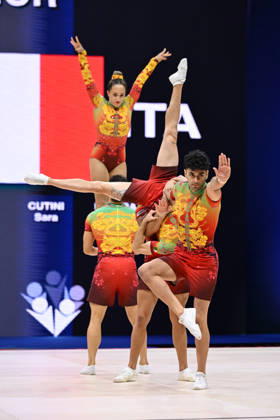 IPA88432253 - Marcello PATTERI Davide NACCI Sara CUTINI Matteo FALERA Francesco SEBASTIO (ITA) at the 19th World Aerobic Gymnastics Championships, held in Pamplona, Spain, on September 12, 2026  Copyright: xFilippoxTomasi IPAxSportx xx IPA88432253