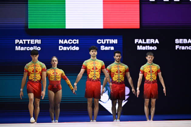 IPA88432267 - Marcello PATTERI Davide NACCI Sara CUTINI Matteo FALERA Francesco SEBASTIO (ITA) at the 19th World Aerobic Gymnastics Championships in Pamplona, Spain, on September 12, 2026  Copyright: xFilippoxTomasi IPAxSportx xx IPA88432267