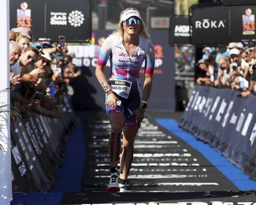 Ironman 70.3 femmes PHOTOPQR NICE MATIN Dylan Meiffret ; Nice ; 12 09 2026 ; Premier jour féminin de l Ironman 70.3 a Nice ICI : la niçoise Marjolaine Pierré arrive a la 5e place - Nice, France, September 12, 2026. The first day of the 2026 IRONMAN 70.3 World Championship, WM, Weltmeisterschaft in Nice, dedicated to the women’s race. Professional women started at 7 a.m. from Plage des Ponchettes, followed by age-group competitors. The triathlon consists of a 1.9 km swim, a 90 km bike course through the Alpes-Maritimes and a 21.1 km run along the Promenade des Anglais. Nice France  Copyright: xPHOTOPQR NICExMATIN MAXPPPxDylanxMeiffretx 20260912NIM8677 20260912NIM8677