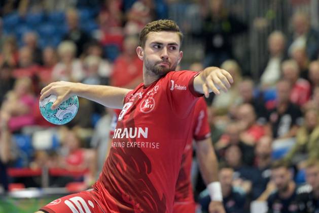 Florian Drosten (MT Melsungen 18) beim Wurf , GER, MT Melsungen - Rhein-Neckar Loewen, Handball, DHB Pokal, 2. Runde, Saison 2026 2027, 22.09.2026, GER, MT Melsungen - Rhein-Neckar Loewen, Handball, DHB Pokal, 2. Runde, Saison 2026 2027, 22.09.2026 Kassel Copyright: xEibner-Pressefotox xRolandxSippelx EP_RSL