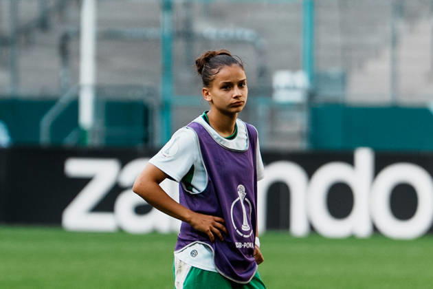 Deutschland, Fußball DFB - Pokal Frauen 2026 2027, 1. Runde - Borussia Mönchengladbach vs FC Bayern München (ista - Borussia - Park): Alina Abdii (Borussia Mönchengladbach, 11) Emotionen, Mimik, traurig, Niederlage, Frust, Trauer Copyright: xThiemoxRudolphx