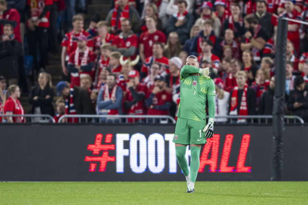 260927 Goalkeeper orjan Haskjold Nyland of Norway looks dejected after 1-2 during the Nations League football match between Norway and Portugal on September 27, 2026 in Oslo. Photo: Marius Simensen BILDBYRAN COP 238 VG1010 bbeng fotboll football soccer fotball nations league landskamp norge norway portugal depp Copyright: MARIUSxSIMENSEN BB260927ZE050
